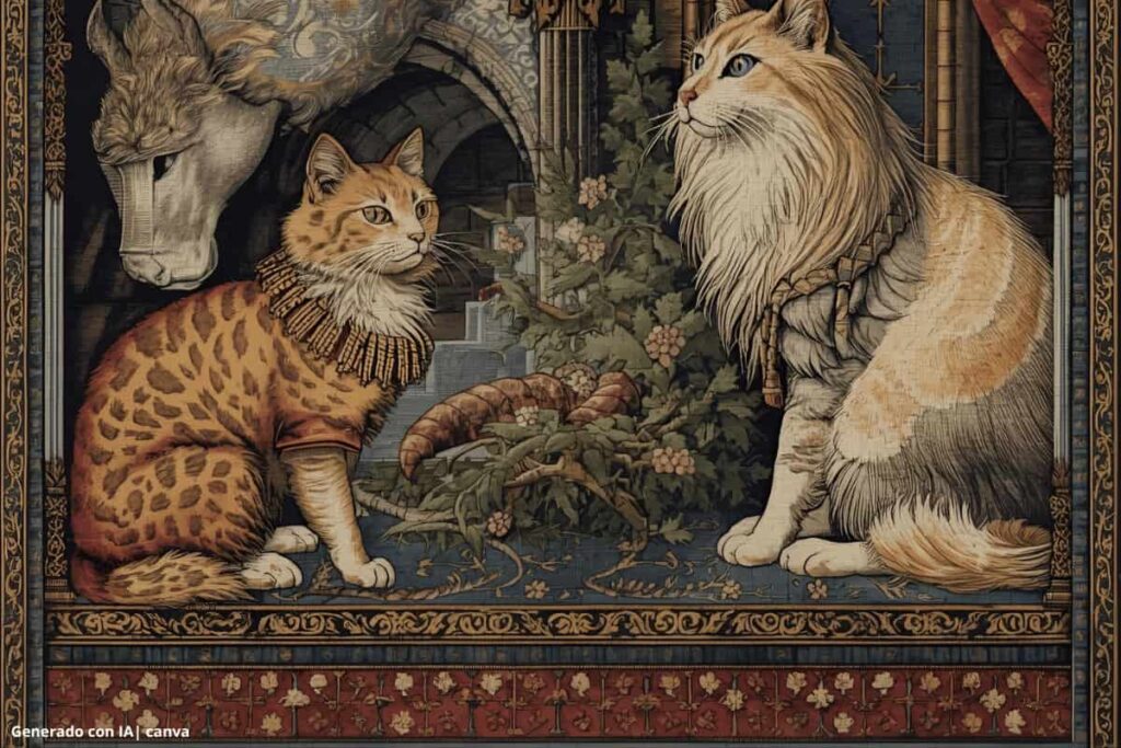 arte medieval gatos